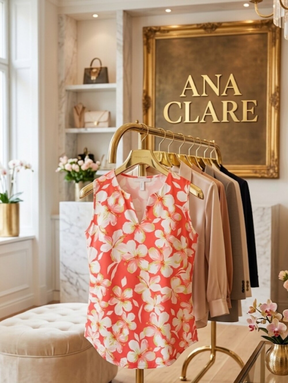 🌷Ana Clare NWT Floral UPF 50+ Sun Protection Sleeveless Top Size Large 🌷